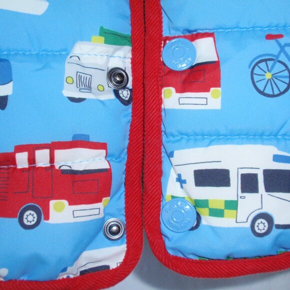Mini Boden Blue Kids Puffer Jacket with Vehicle Print - Picture 5 of 12